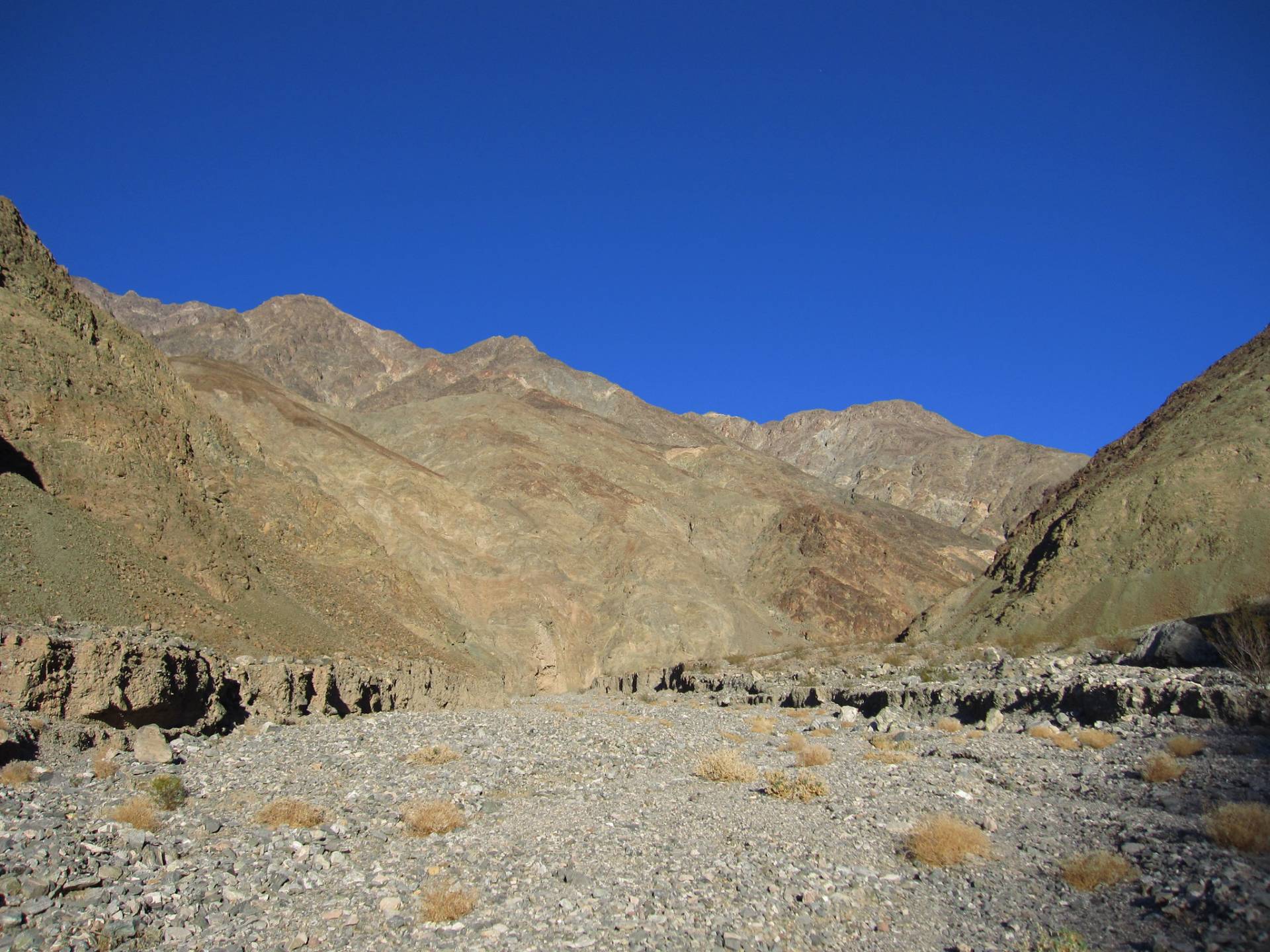 Sheep Canyon A desert canyon with a gravel wash surrounded by brown mountains