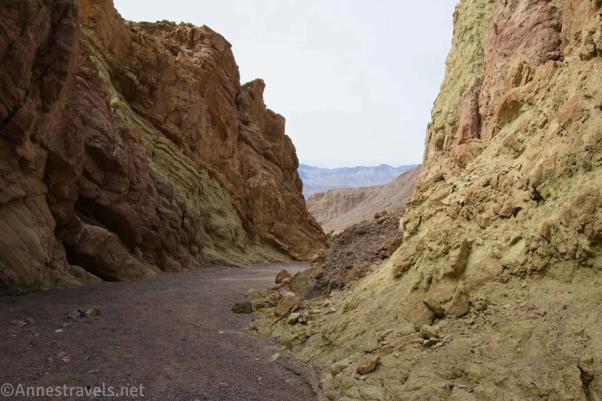 Down the Main Fork of The Cauldron Yellow walls of a desert canyon