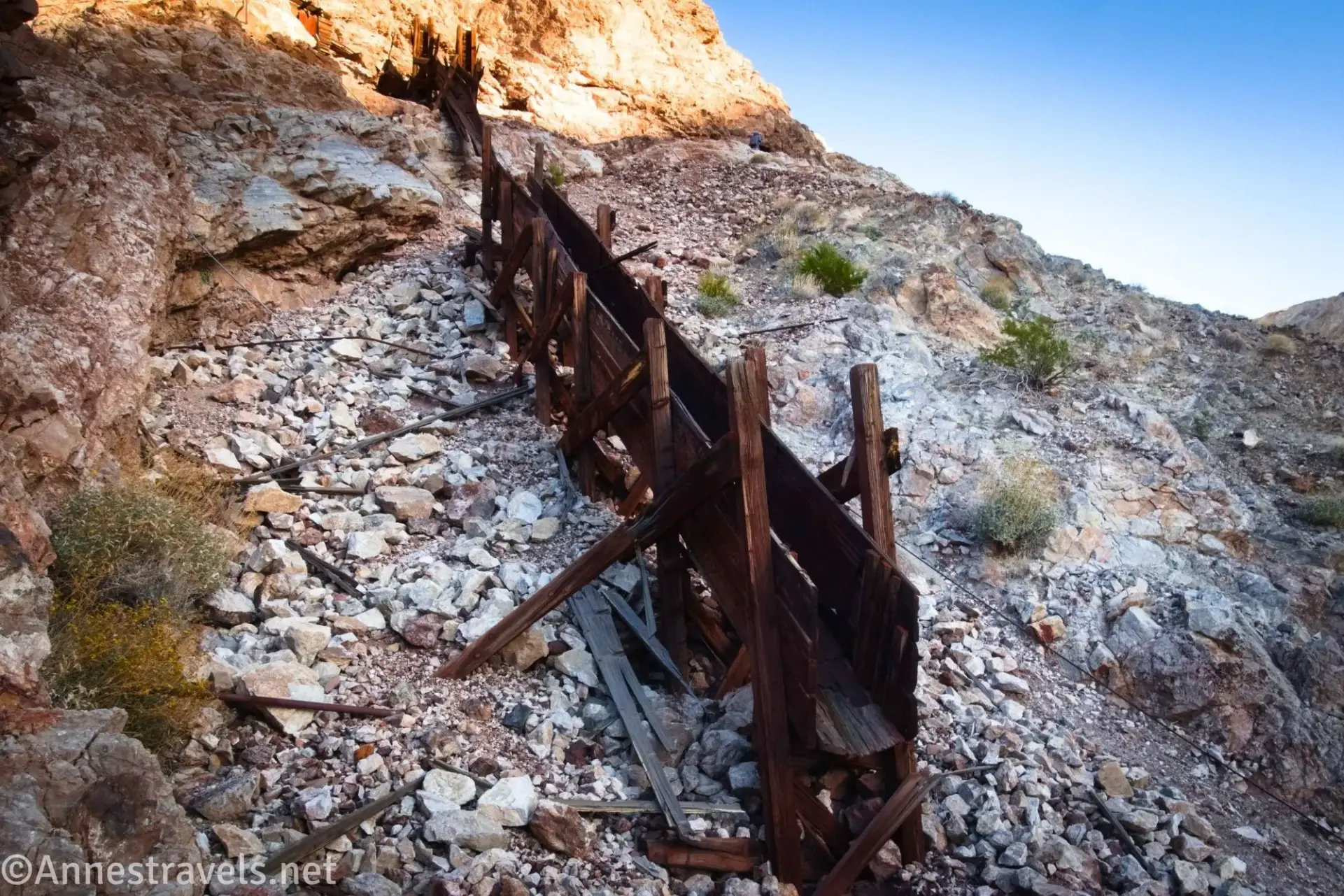 Another Ore Chute A wooden ore chute on a rocky hillside