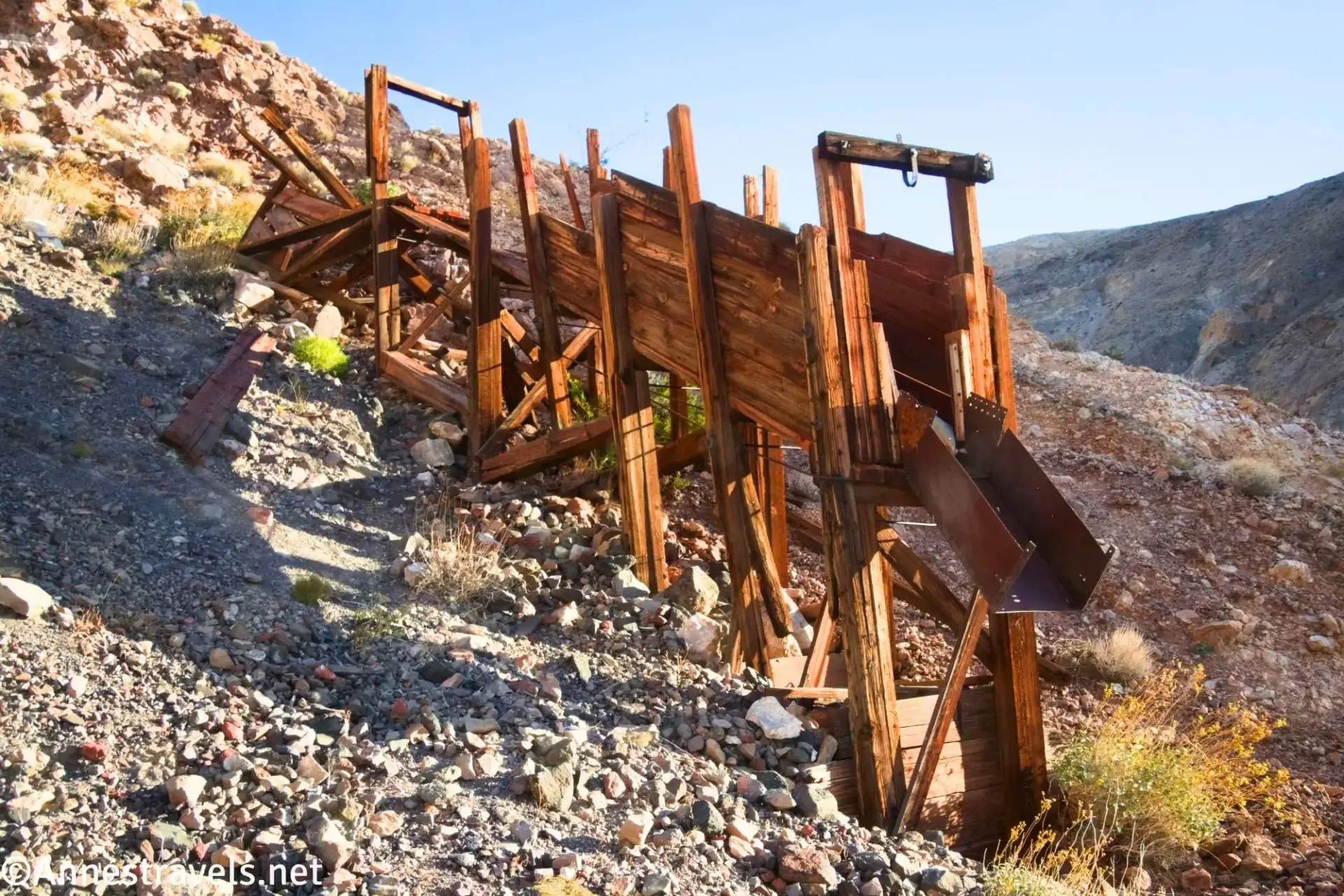 Old Ore Chute A wooden ore chute on a rocky hillside
