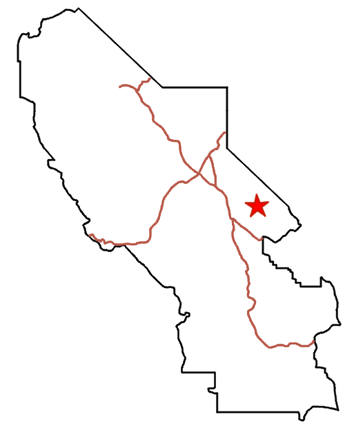 Location Map of Death Valley National Park, including the Inyo Mine, Echo Canyon Road, and more.  California