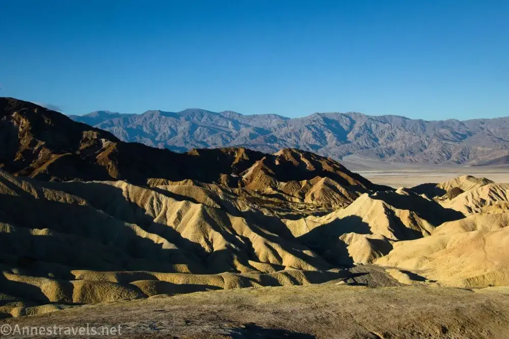 Yellow badlands below Zabriskie Point in Death Valley National Park
