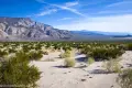 Walking Back A hiker on a desert plain with distant mountains and clouds in the blue sky