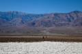 Hiking across Badwater Flats toward the Panamint Mountains, Death Valley National Park, California