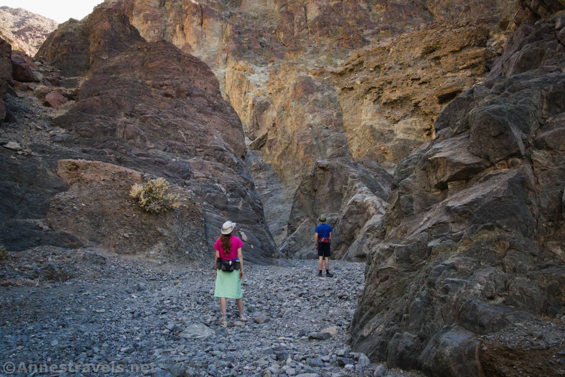 Hiking up the narrows of Willow Canyon, Death Valley National Park, California