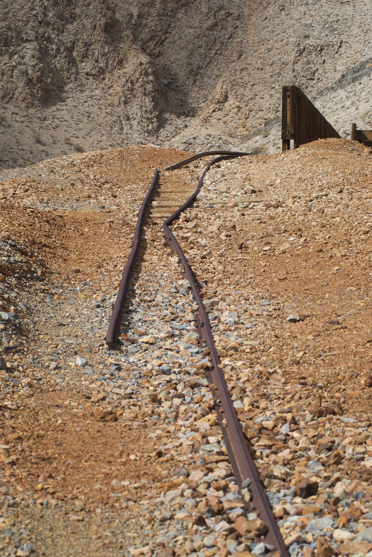 Tram rails at the Ubehebe Lead Mine, Death Valley National Park, California