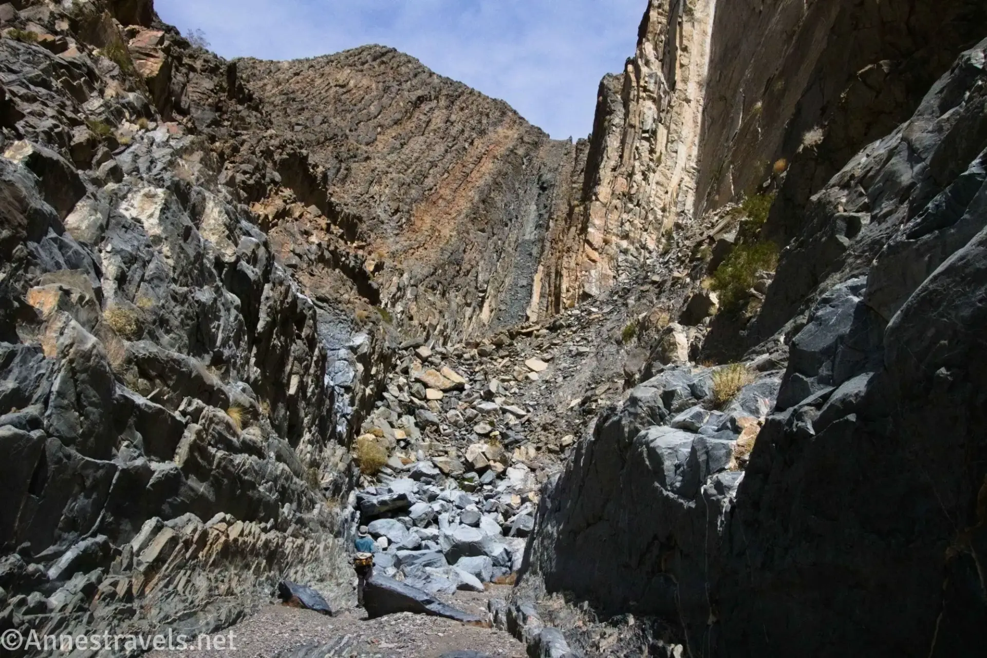 Rocks and rock layers in a desert canyon