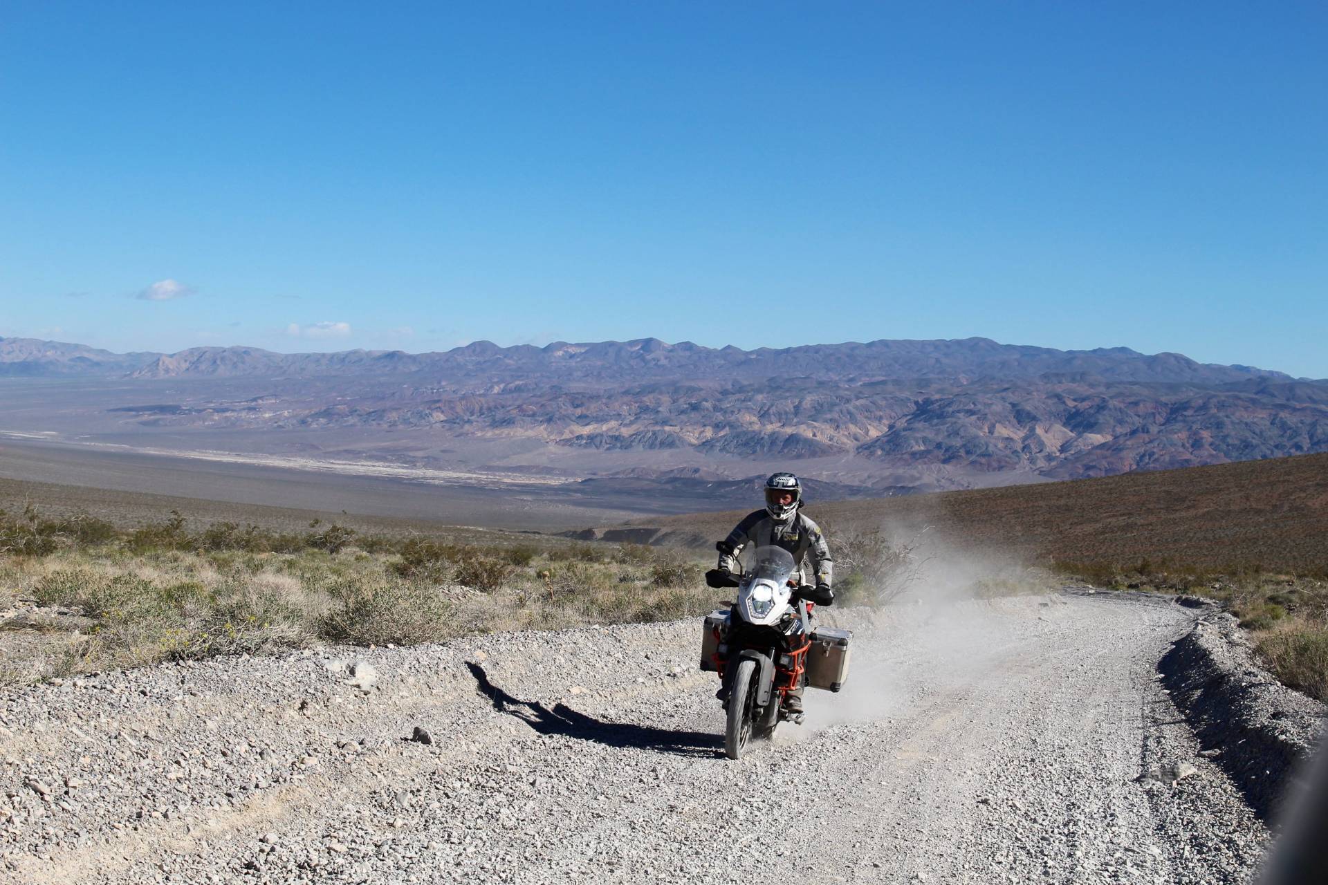 Motorcycle on the Racetrack Road, Death Valley National Park, California