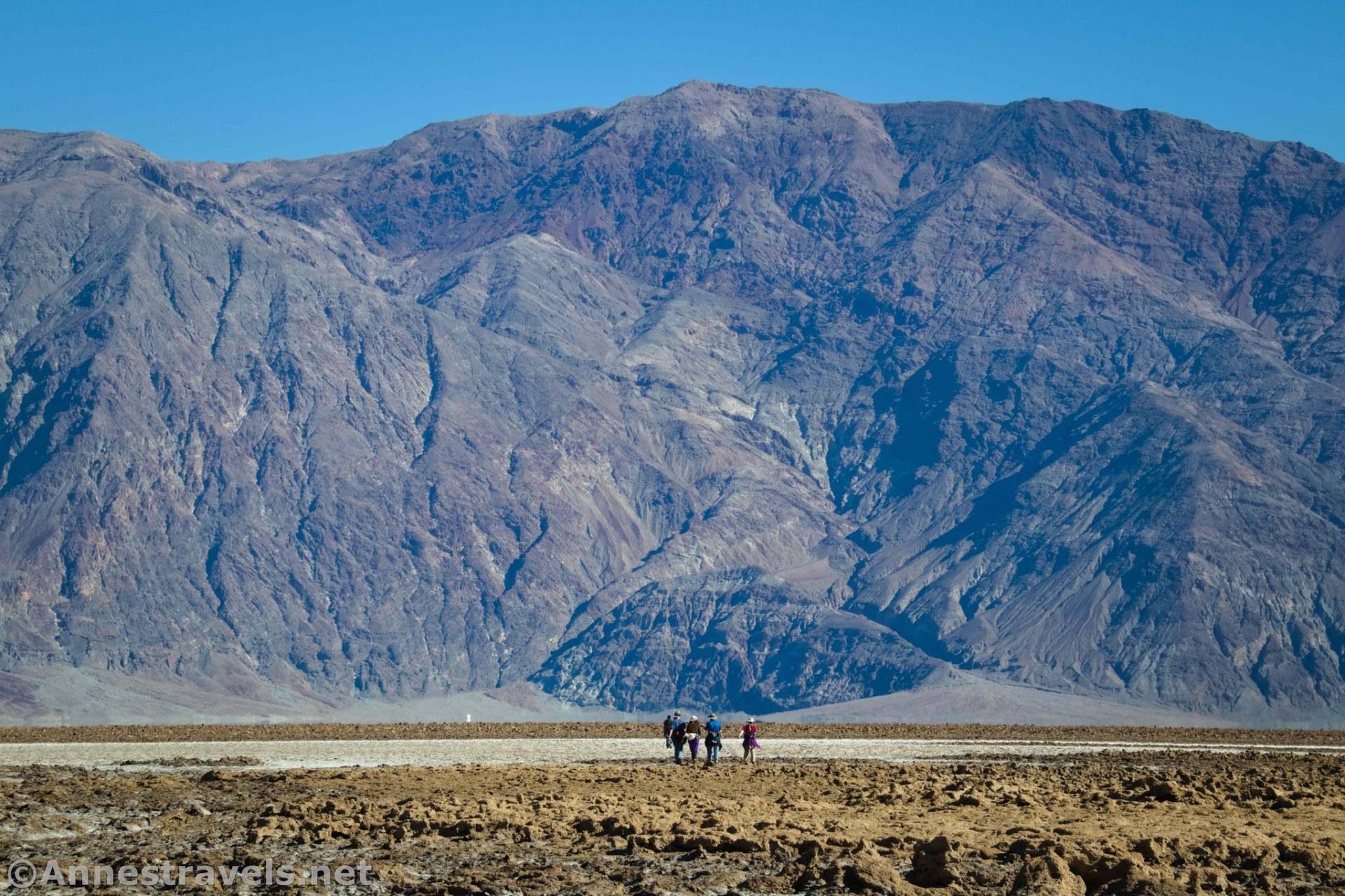 Hiking back east across Badwater Flats, Death Valley National Park, California