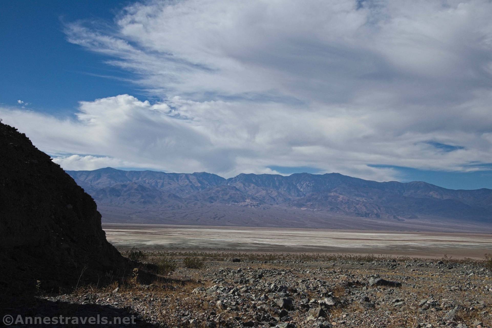Views across Badwater Basin from Willow Canyon, Death Valley National Park, California