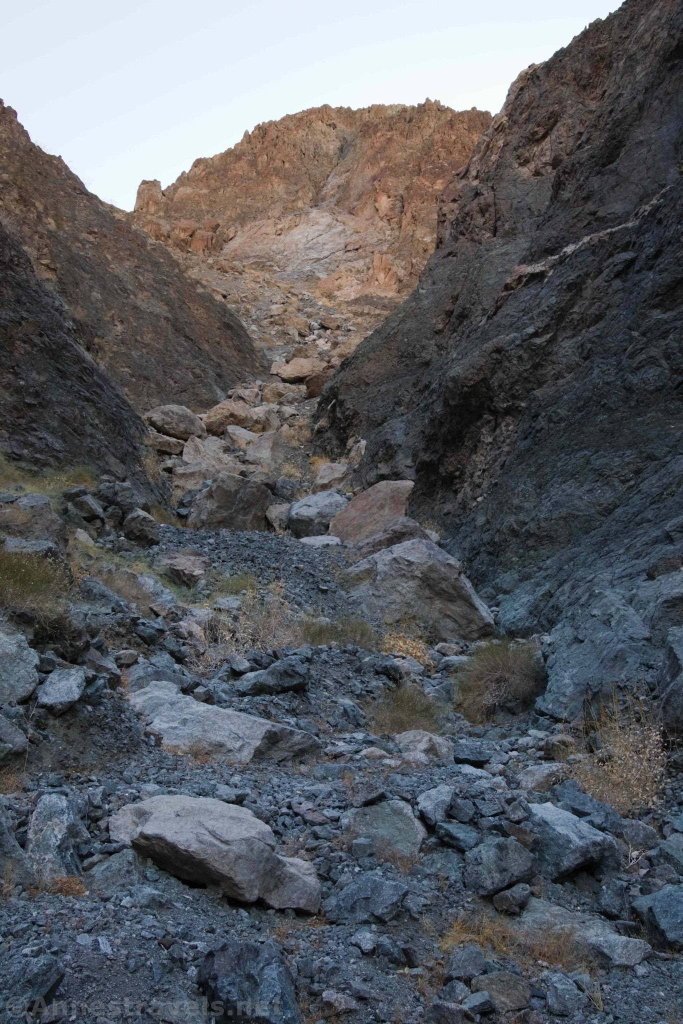 The rocky end of Sidewinder Canyon, Death Valley National Park, California