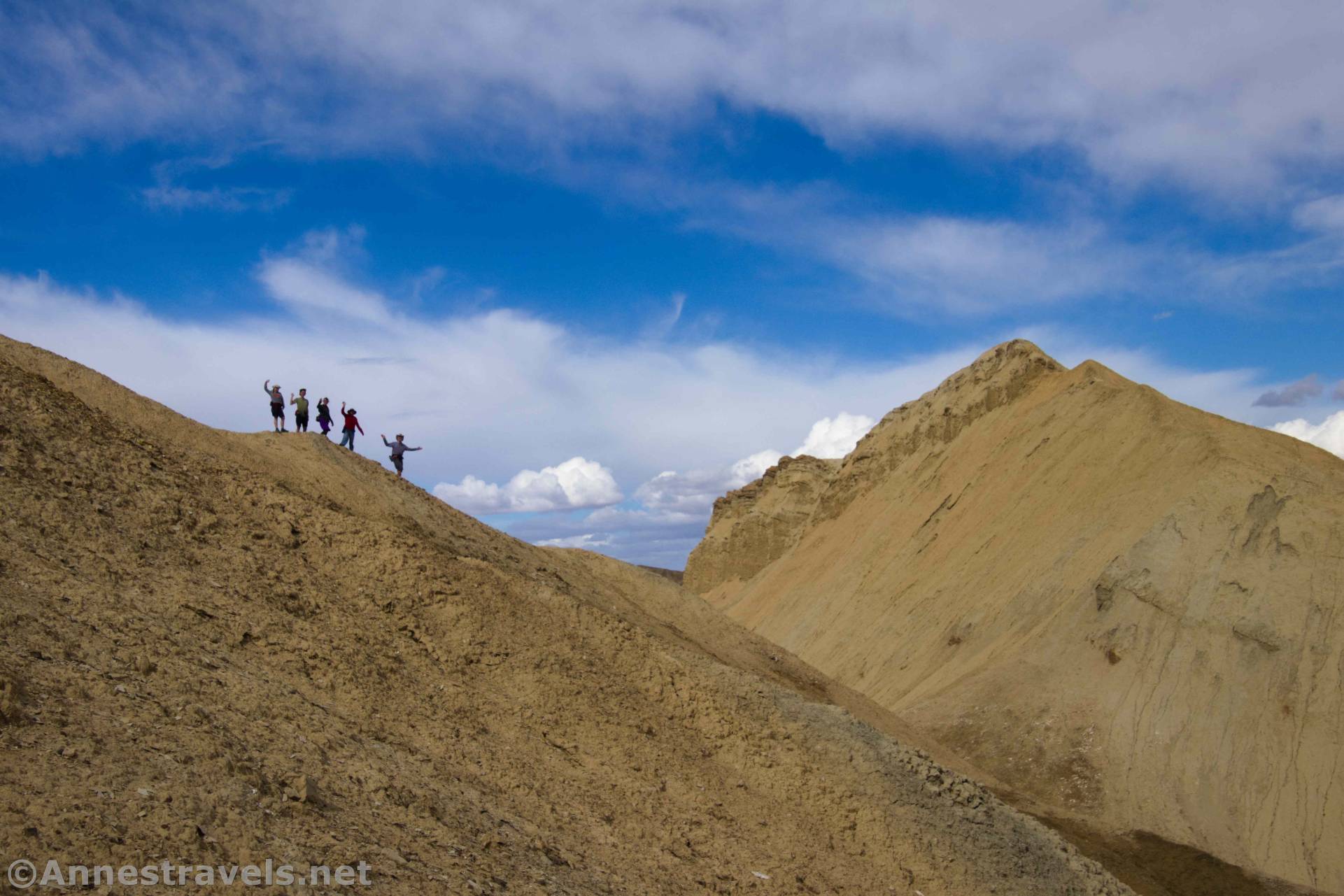 Hikers above Corkscrew Canyon, Death Valley National Park, California