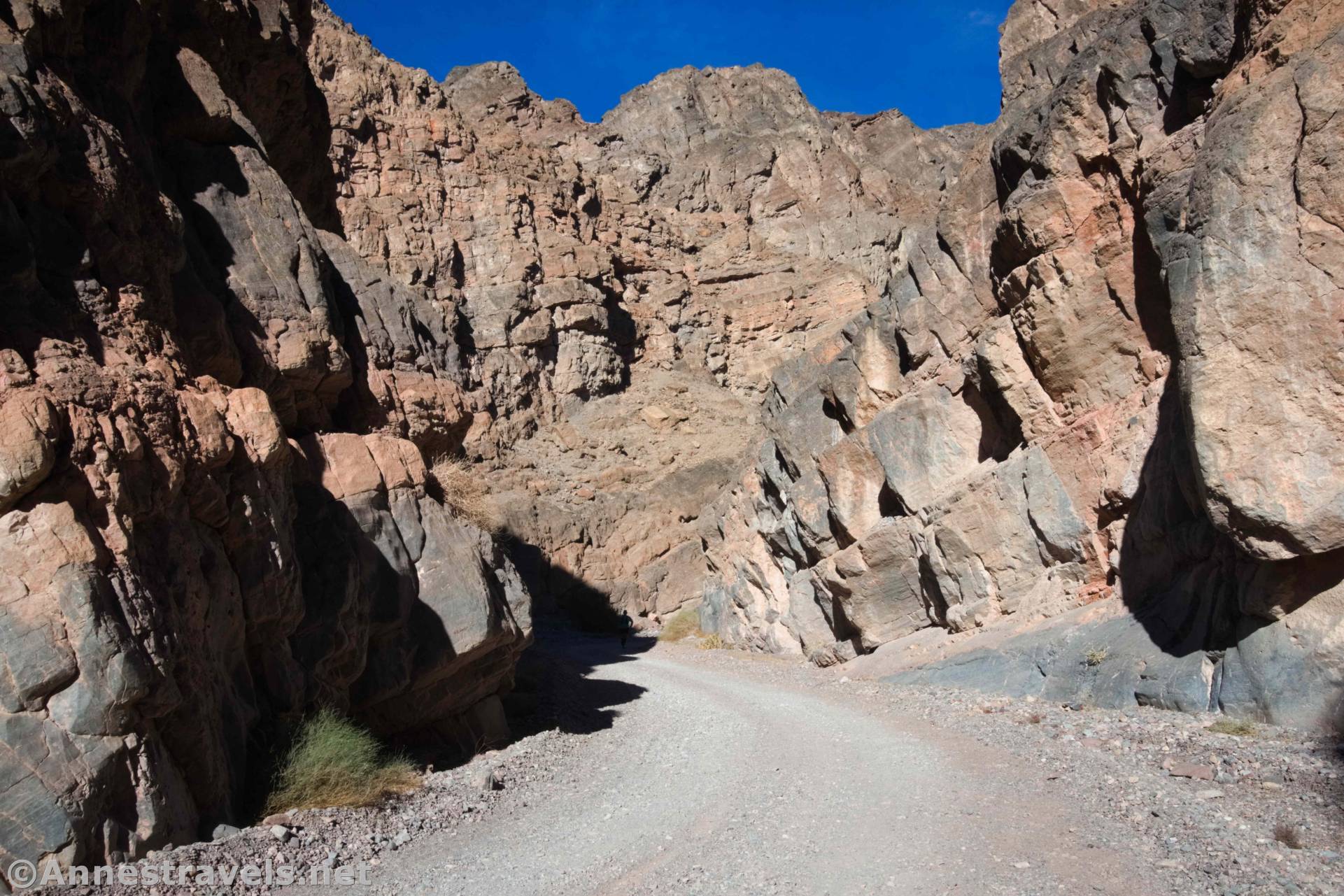 Hiking up the narrows of Titus Canyon, Death Valley National Park, California