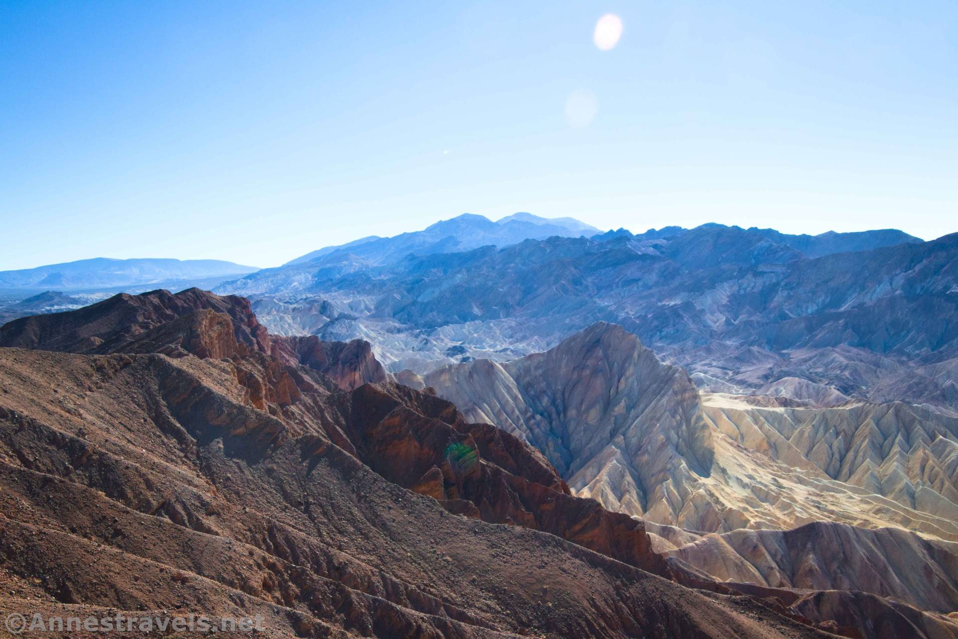 The Back of Manly Beacon and the Badlands from the Red Cathedral Canyon Crest, Death Valley National Park, California