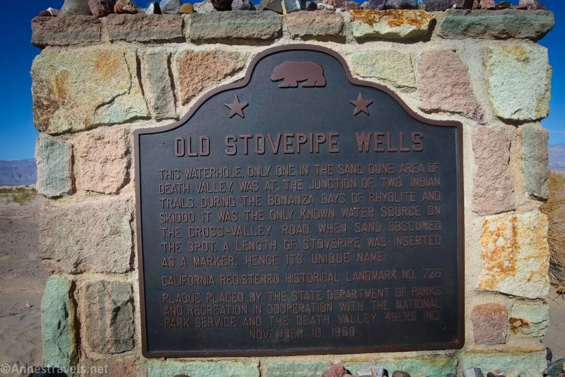 The Historic Stovepipe Well  Sign, Death Valley National Park, California