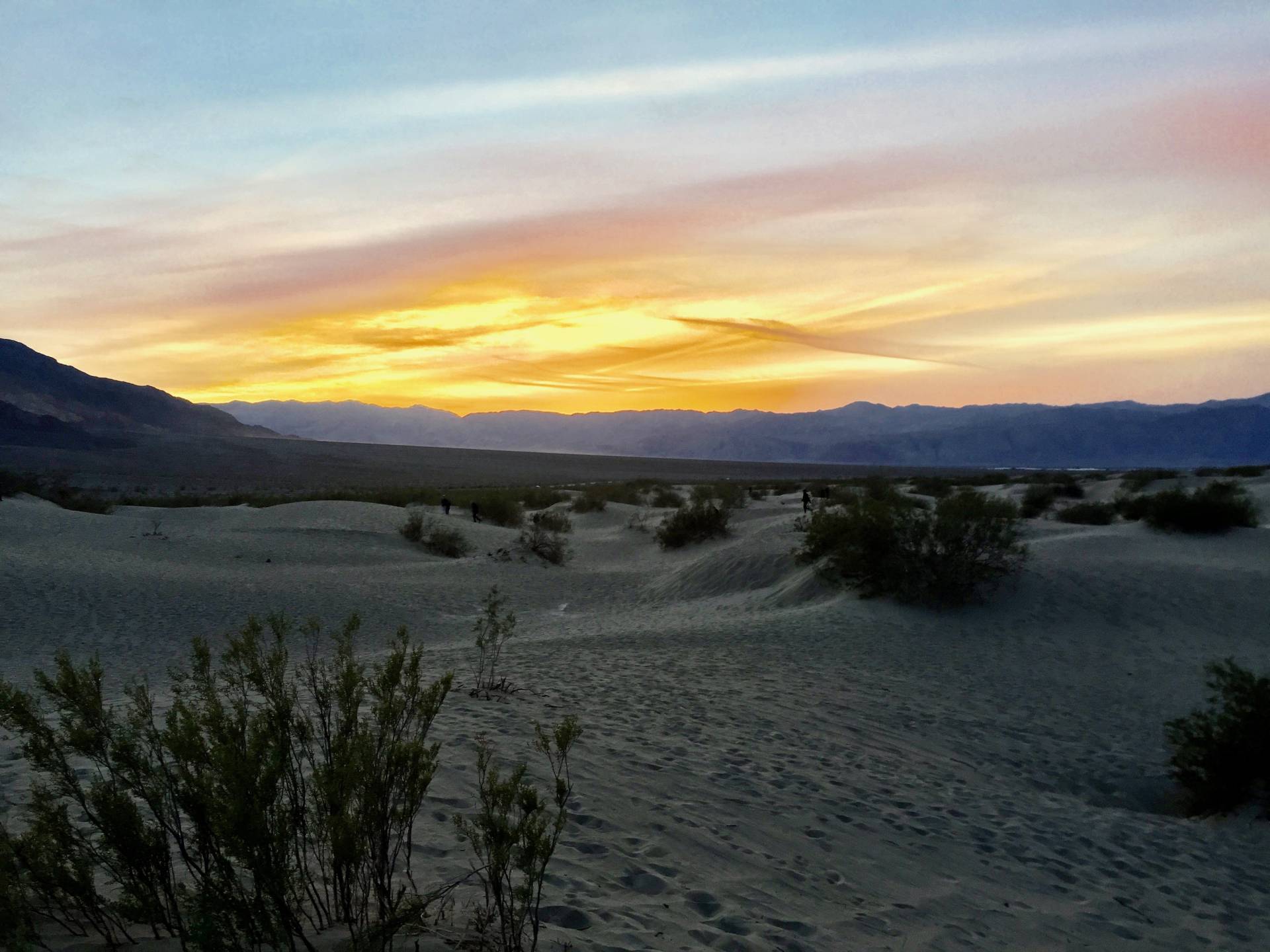 Sunset across the Mesquite Sand Dunes, Death Valley National Park, California