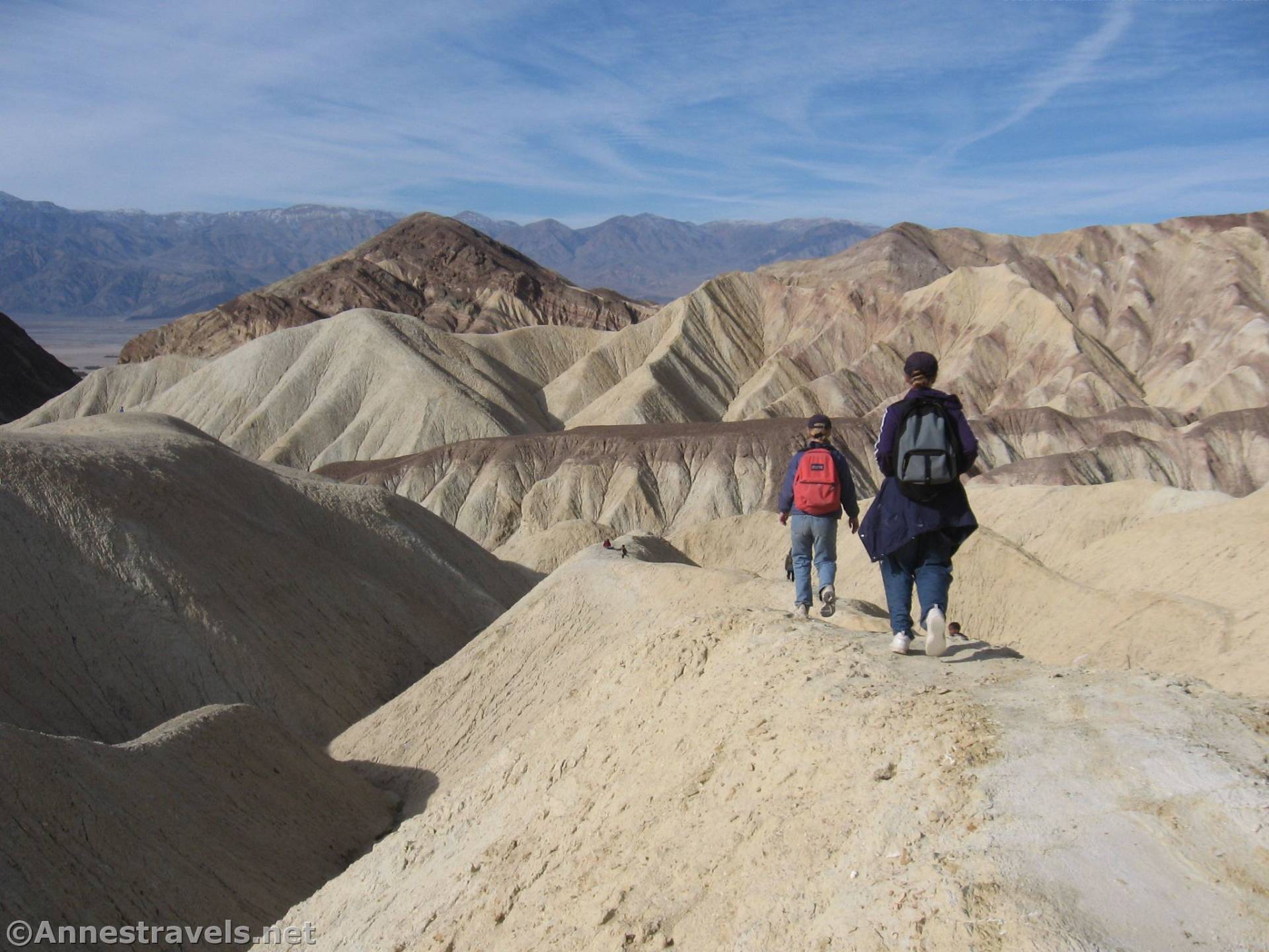 Hikers on the Badlands Trail, Death Valley National Park, California