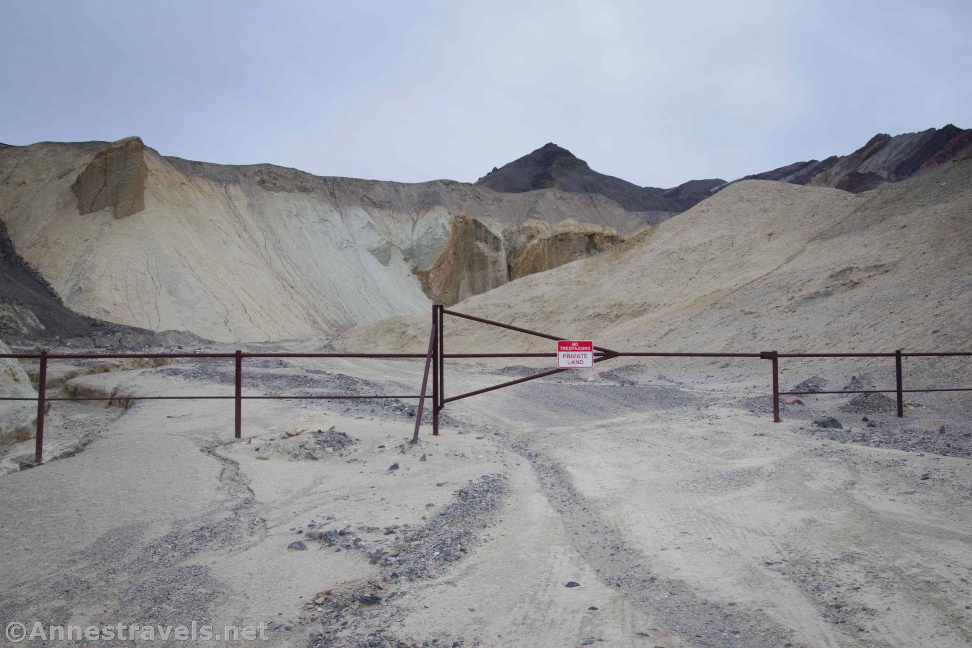Fence across Corkscrew Canyon, Death Valley National Park, California