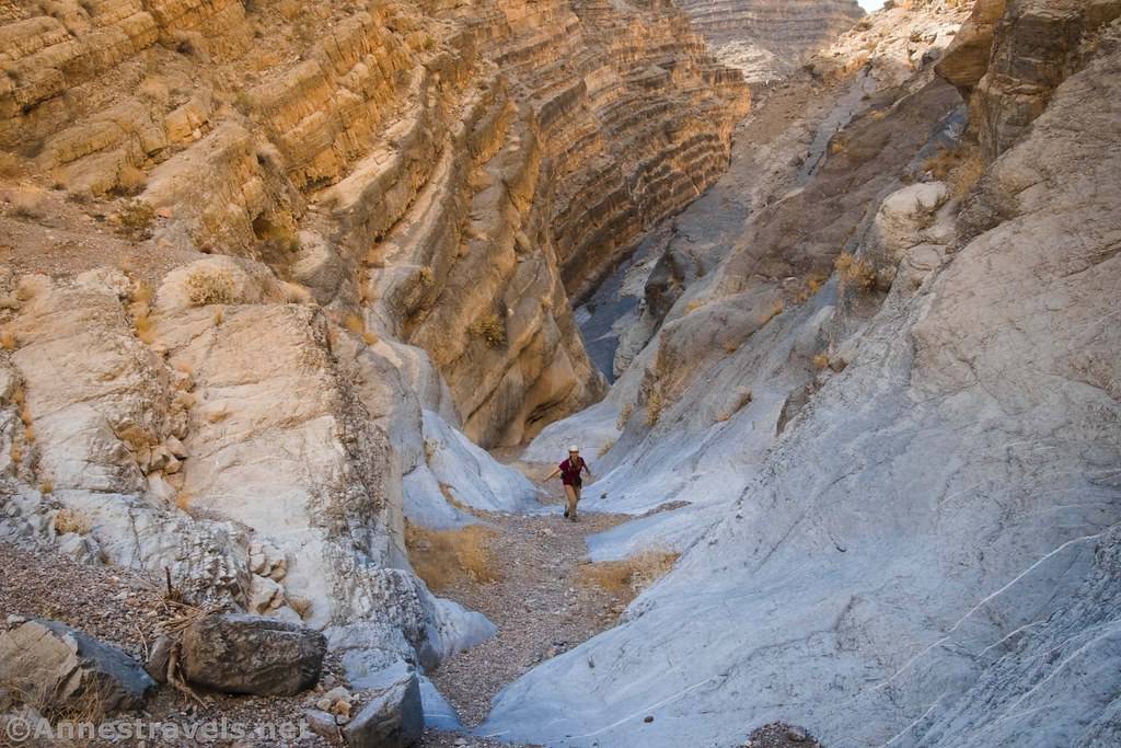 Exiting the narrows of Upper Fall Canyon, Death Valley National Park, California